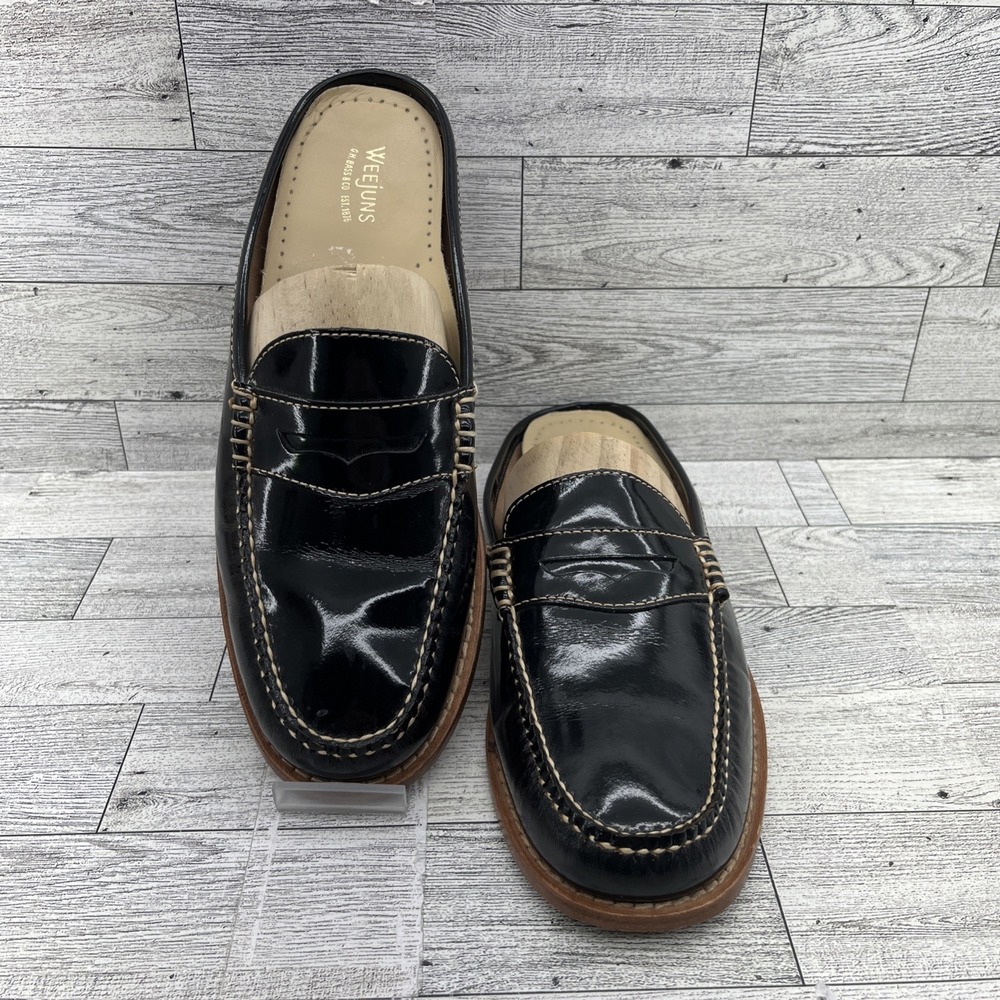 GH Bass Weejuns Black‎ Patent Leather Penny Loafer Mule Shoes Women Size 7M